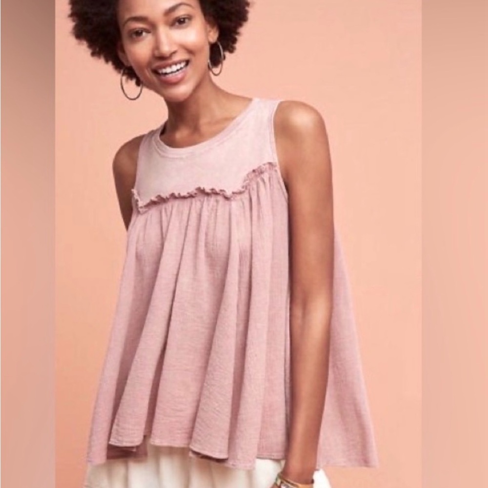 Eri + Ali Chic Ruffled Tank Top in Blush